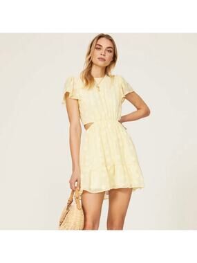 SHOW ME YOUR MUMU Merritt Cutout Mini Dress Butter Yellow Large L